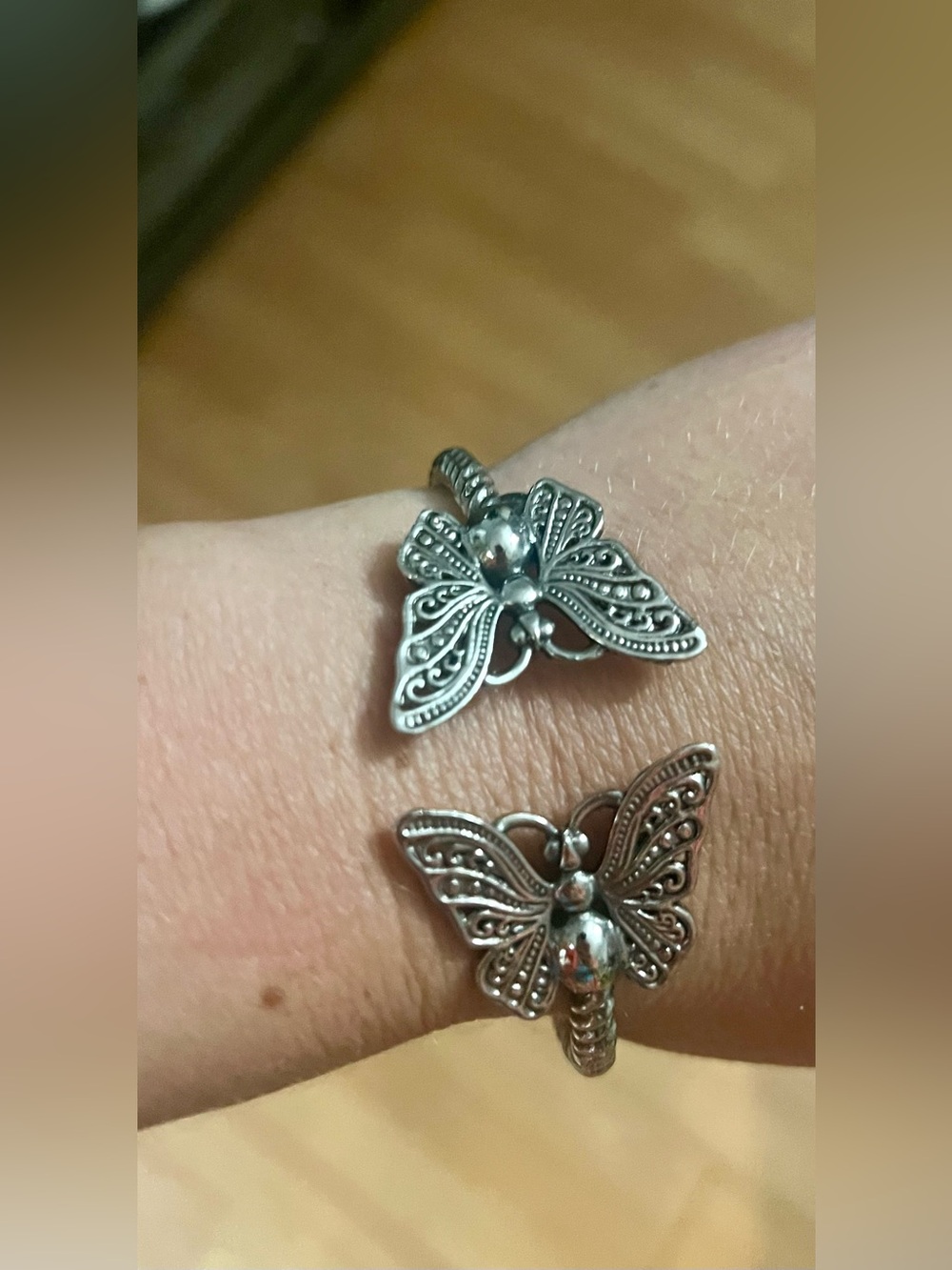 GORGEOUS!!! Adjustable Sterling-Style Silver Butterfly Bangle